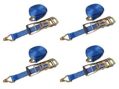 Ergo Ratchet Tie Down Straps 50MM 5T 10M X4 (Reverse Pull Down Lashing Belt with Claw Hook 5000KG)