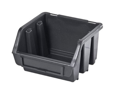 Ergo S Box Plastic Parts Storage Stacking 116x112x75mm - Colour Black - Pack of 10