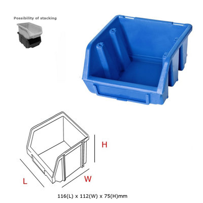 Ergo S Box Plastic Parts Storage Stacking 116x112x75mm - Colour Blue - Pack of 5