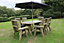 Ergo Table and Chair Set - Sits 6 Wooden Garden Dining Furniture Including 6 Chairs - L250 x W290 x H105 cm