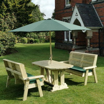 Ergo Table Bench Set - Sits 6, Wooden Garden Dining Furniture - L250 x W290 x H105 cm - Minimal Assembly Required