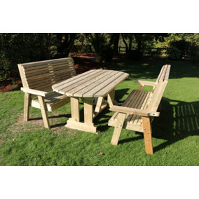 Ergo Table Bench Set - Sits 6, Wooden Garden Dining Furniture - L250 x W290 x H105 cm - Minimal Assembly Required