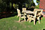 Ergo Table Set - Sits 8 Wooden Garden Dining Furniture Incl. 2 Bench & 2 Chair - L240 x W140 x H105 cm - Minimal Assembly Required