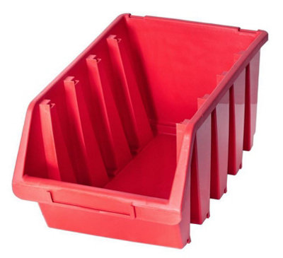 Ergo XL Box Plastic Parts Storage Stacking 204x340x155mm - Colour Red - Pack of 4