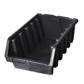 Ergo XL+ Box Plastic Parts Storage Stacking 333x500x187mm - Colour Black - Pack of 4