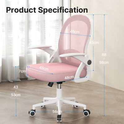Ergonomic Breathable Mesh Office Chair with Lumbar Support-Pink