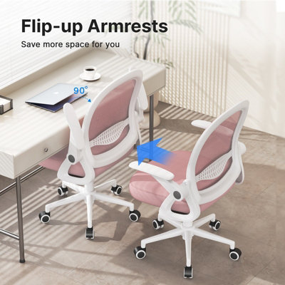 Ergonomic Breathable Mesh Office Chair with Lumbar Support-Pink