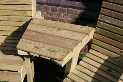 Ergonomic Companion Set, Wooden Garden Love Seat - Angled - L100 x W170 x H105 cm