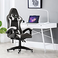 Ergonomic Gaming and Office Chair with Adjustable Features, Lumbar Support, and Stylish Color Options(Black-White)
