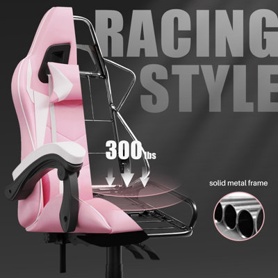 Ergonomic Gaming and Office Chair with Adjustable Features, Lumbar Support, and Stylish Color Options(Pink-White)
