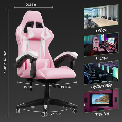Ergonomic Gaming and Office Chair with Adjustable Features, Lumbar Support, and Stylish Color Options(Pink-White)