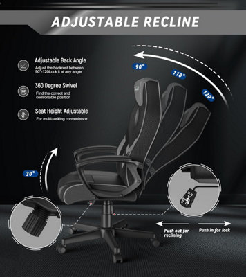 Ergonomic Gaming Chair,PU Leather Computer Chair for PC Office Gamer ...