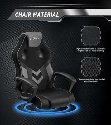 Ergonomic Gaming Chair,PU Leather Computer Chair for PC Office Gamer(Black and Grey)