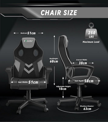 Ergonomic Gaming Chair,PU Leather Computer Chair for PC Office Gamer(Black and Grey)