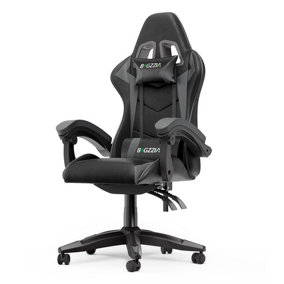 Ergonomic Gaming Chair,Soft PU Leather with Adjustable Reclining Back Black&Grey