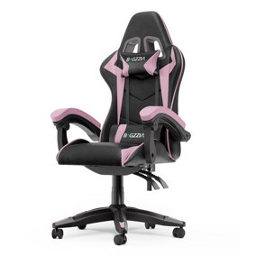 Ergonomic Gaming Chair,Soft PU Leather with Adjustable Reclining Back Black&Pink