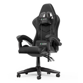 Ergonomic Gaming Chair,Soft PU Leather with Adjustable Reclining Back Black