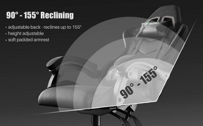 Ergonomic Gaming Chair,Soft PU Leather with Adjustable Reclining Back Black