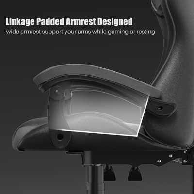 Ergonomic Gaming Chair,Soft PU Leather with Adjustable Reclining Back