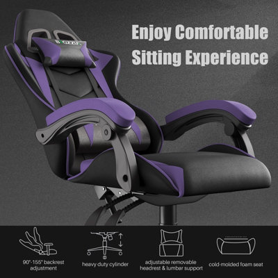 Ergonomic Gaming Chair,Soft PU Leather with Adjustable Reclining Back