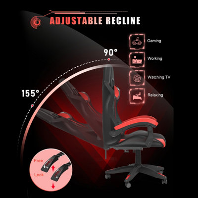 Ergonomic Gaming Chair with LED Lighting Effects Height Adjustable Backrest with Lumbar Headrest Support