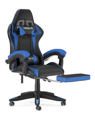 Ergonomic Gaming Chair with With footrest Height Adjustable Office Computer Chair Black Blue