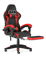 Ergonomic Gaming Chair with With footrest, Height-Adjustable Office & Computer Chair(Black-red)