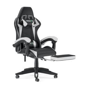 Ergonomic Gaming Chair with With footrest, Height-Adjustable Office & Computer Chair(Black-White)