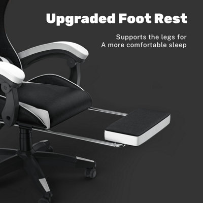 Ergonomic Gaming Chair with With footrest, Height-Adjustable Office & Computer Chair(Black-White)