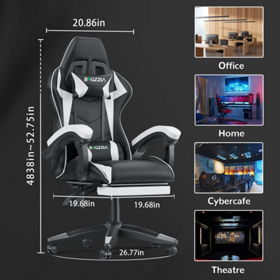 Ergonomic Gaming Chair with With footrest, Height-Adjustable Office & Computer Chair(Black-White)