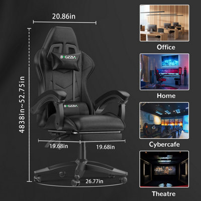 Ergonomic Gaming Chair with With footrest, Height-Adjustable Office & Computer Chair(Black)