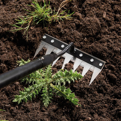 Ergonomic Garden Weed Rake With Carbon Steel Blades, Heavy-Duty Steel ...