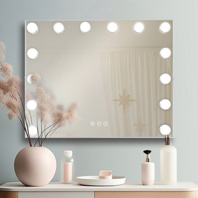 Ergonomic Hollywood Vanity Mirror 14 Dimmable LED Foldable Touch Control Wall-Mounted Rectangular 50x42cm MT005040-5P