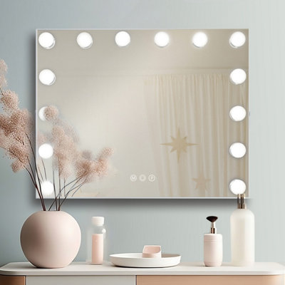 Ergonomic Hollywood Vanity Mirror 14 Dimmable LED Touch Control 50x40cm