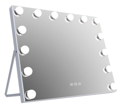 Ergonomic Hollywood Vanity Mirror 14 Dimmable LED Touch Control 50x40cm