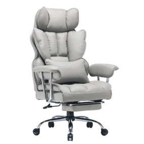 Ergonomic Leather Office Chair with Footrest-Grey