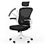 Ergonomic Mesh Desk Chair, High Back Computer Chair- Adjustable Headrest with Flip-Up Arms, Lumbar Support, Black&White
