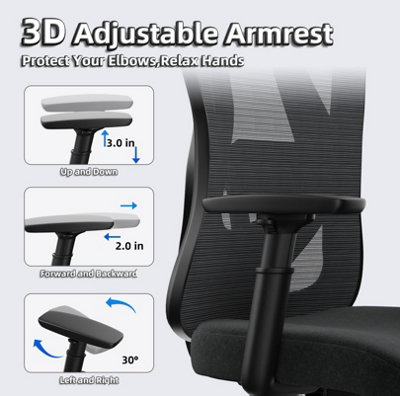 Ergonomic Office Chair With Hanger - Desk Chair With 2D Lumbar Support And 3d Headrest Armrests Black~9331589332437 02c Mp