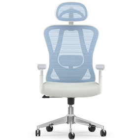 Ergonomic Office Chair with Hanger - Desk Chair with 2D Lumbar Support and 3D Headrest & Armrests-Blue