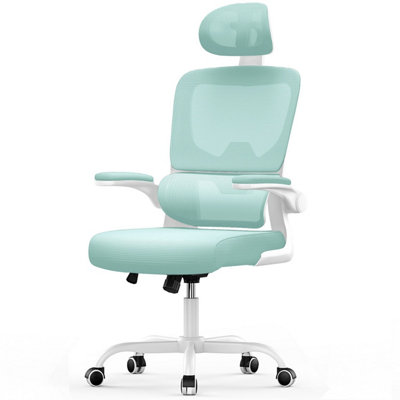 Ergonomic Office Chair with Lumbar Support, Adjustable Headrest & Flip ...