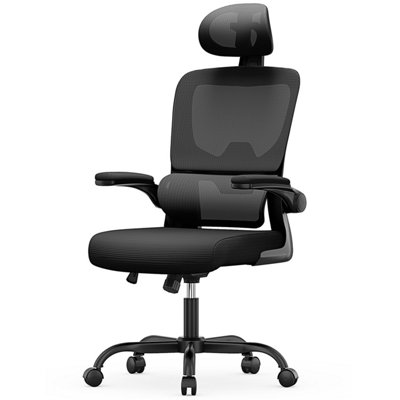 Ergonomic Office Chair with Lumbar Support, Adjustable Headrest & Flip ...