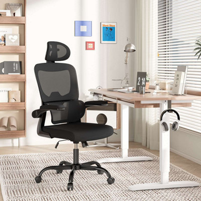Ergonomic Office Chair with Lumbar Support, Adjustable Headrest & Flip ...