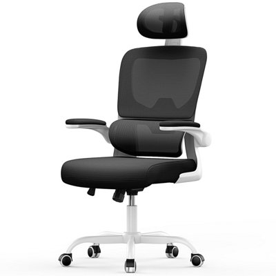 Ergonomic Office Chair with Lumbar Support, Adjustable Headrest & Flip ...