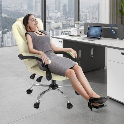Ergonomic Office Chair with Tilt Function-Beige