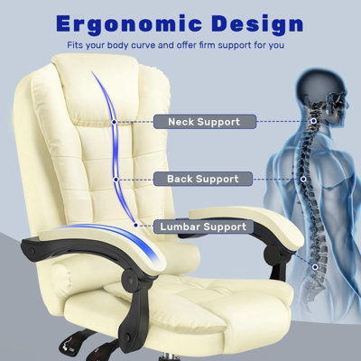 Ergonomic Office Chair with Tilt Function-Beige