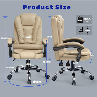 Ergonomic Office Chair with Tilt Function-Khaki