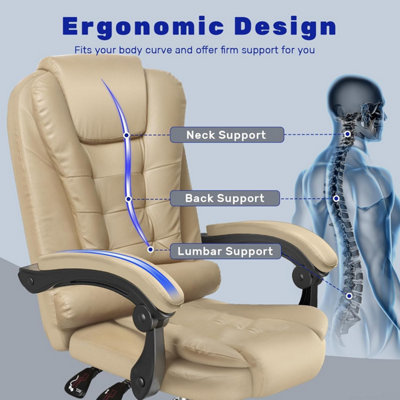 Ergonomic Office Chair with Tilt Function-Khaki