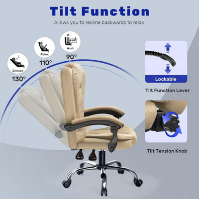 Ergonomic Office Chair with Tilt Function-Khaki