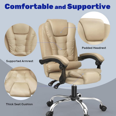 Ergonomic Office Chair with Tilt Function-Khaki