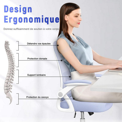 Ergonomic Office Desk Chair with Flip-up Armrest Lumbar Support,Padded Seat Cushion for Home and Office